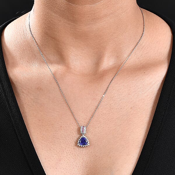 Certified & Appraised Rhapsody AAAA Tanzanite Mahenge Spinel And E-F VS Diamond 2.80 Ctw Pendant Necklace In 950 Platinum 4.70 Grams 20 Inches