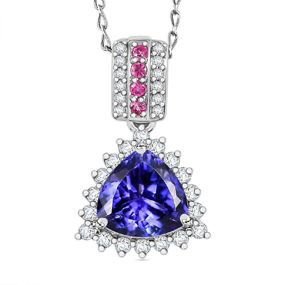 Certified & Appraised Rhapsody AAAA Tanzanite Mahenge Spinel and E-F VS Diamond 2.80 ctw Pendant Necklace in 950 Platinum 4.70 Grams 20 Inches