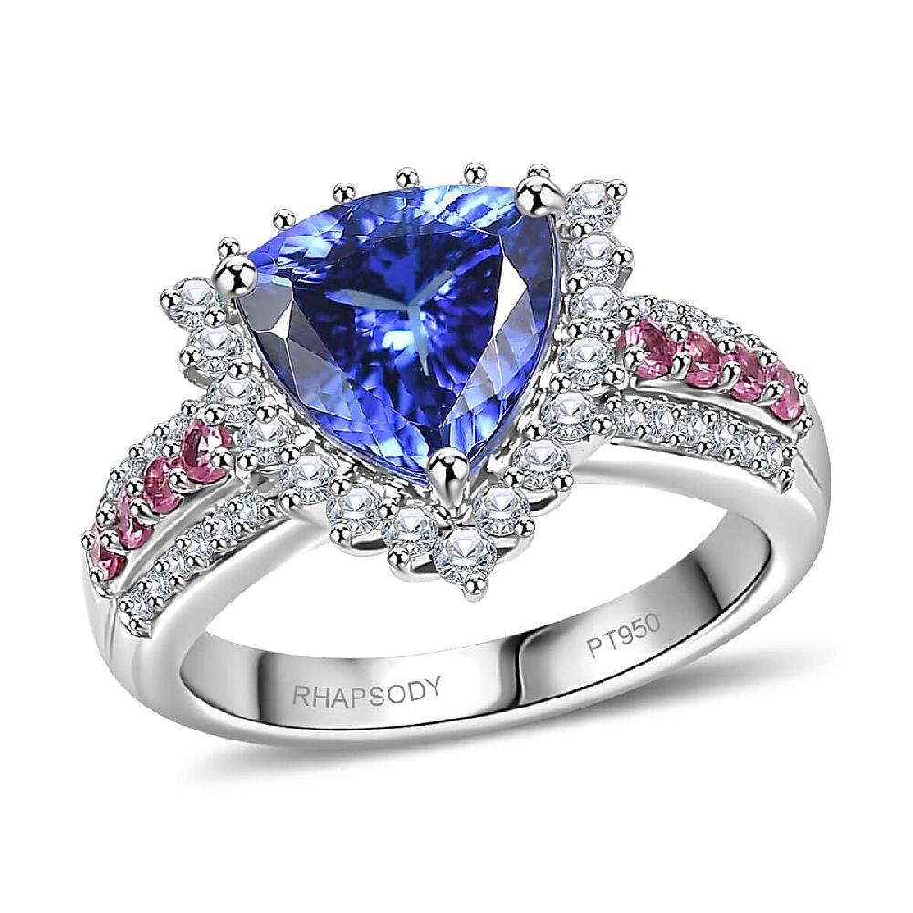 Certified & Appraised Rhapsody AAAA Tanzanite Mahenge Spinel and E-F VS Diamond 3.75 ctw Ring in 950 Platinum 7.60 Grams