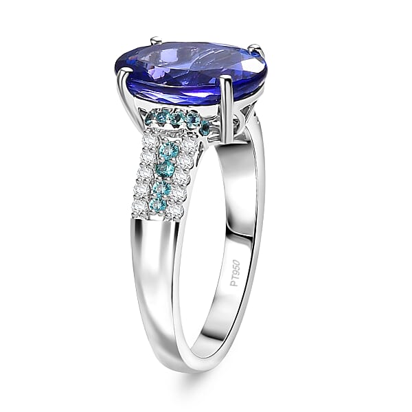 Certified & Appraised Rhapsody AAAA Tanzanite Paraiba Tourmaline And E-F VS2 Diamond 5.15 Ctw Ring In 950 Platinum 6.50 Grams