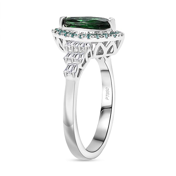 Certified & Appraised Rhapsody AAAA Tsavorite Garnet Paraiba Tourmaline And E-F VS2 Diamond 1.50 Ctw Ring In 950 Platinum