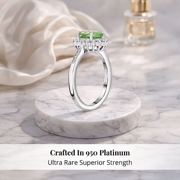Certified & Appraised Rhapsody AAAA Tsavorite Garnet And E-F VS Diamond 1.60 Ctw Ring In 950 Platinum 5.90 Grams