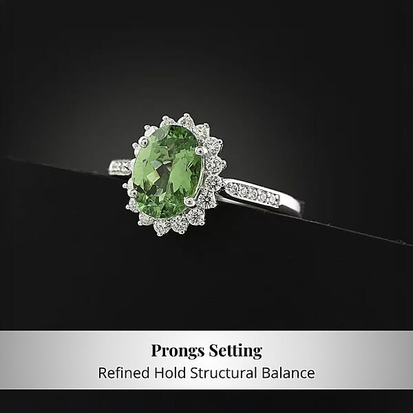 Certified & Appraised Rhapsody AAAA Tsavorite Garnet And E-F VS Diamond 1.60 Ctw Ring In 950 Platinum 5.90 Grams