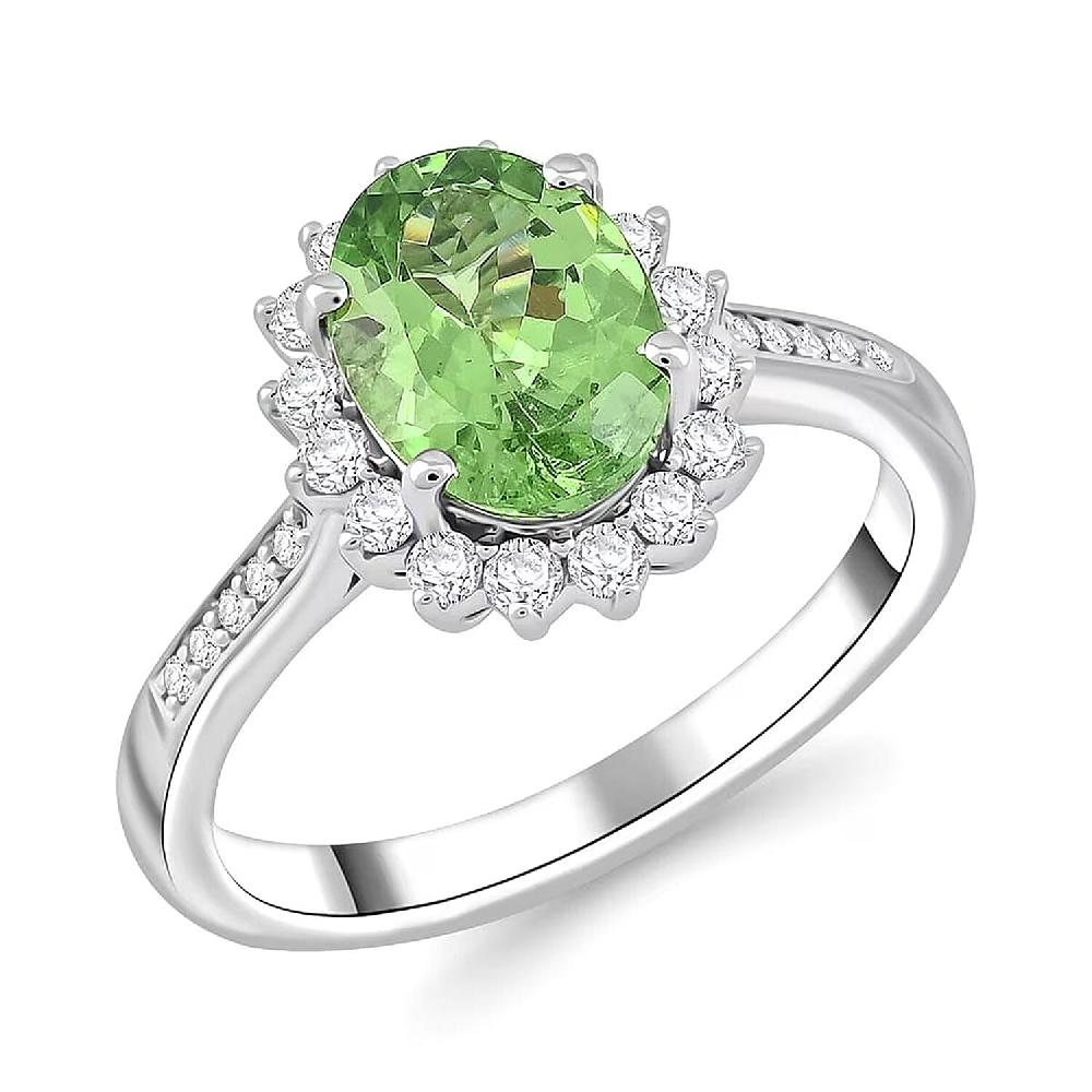 Certified & Appraised Rhapsody AAAA Tsavorite Garnet and E-F VS Diamond 1.60 ctw Ring in 950 Platinum 5.90 Grams