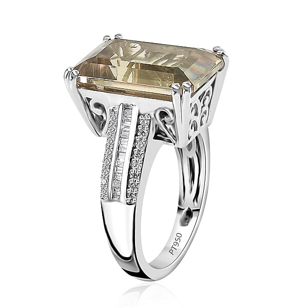 Certified & Appraised Rhapsody AAAA Turkizite And E-F VS2 Diamond 10.65 Ctw Ring In 950 Platinum 8.60 Grams