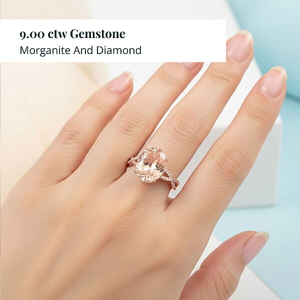 Certified Iliana 18K Rose Gold AAA Marropino Morganite And G-H SI Diamond Ring 4.10 Grams 9.00 Ctw