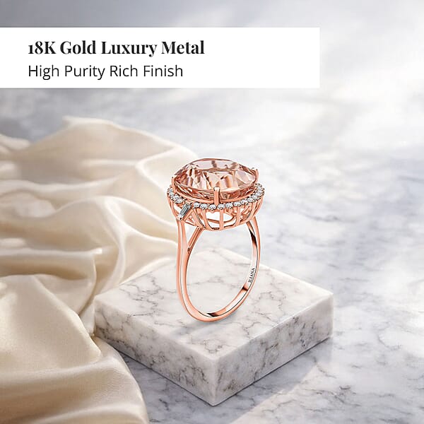 Certified Iliana 18K Rose Gold AAA Marropino Morganite And G-H SI Diamond Ring 8.60 Ctw