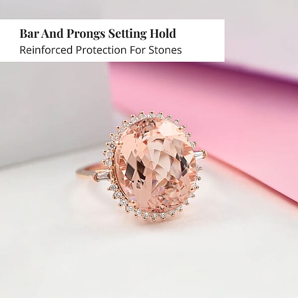 Certified Iliana 18K Rose Gold AAA Marropino Morganite And G-H SI Diamond Ring 8.60 Ctw