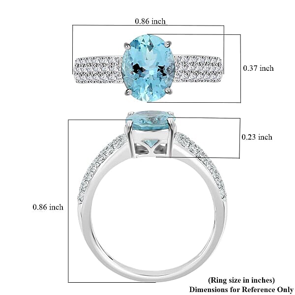 Certified Iliana 18K White Gold AAA Santa Maria Aquamarine And G-H SI Diamond Ring 2.00 Ctw