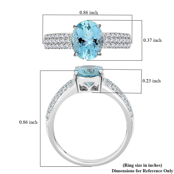 Certified Iliana 18K White Gold AAA Santa Maria Aquamarine And G-H SI Diamond Ring 2.00 Ctw