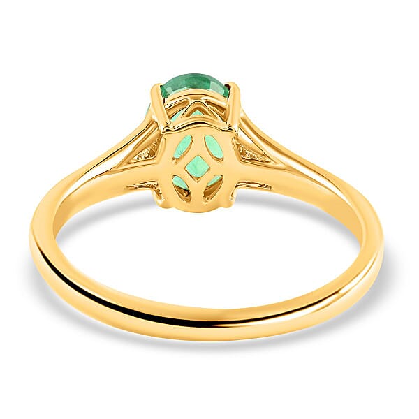 Certified Iliana 18K Yellow Gold AAA Kagem Zambian Emerald And G-H SI Diamond Ring 1.25 Ctw