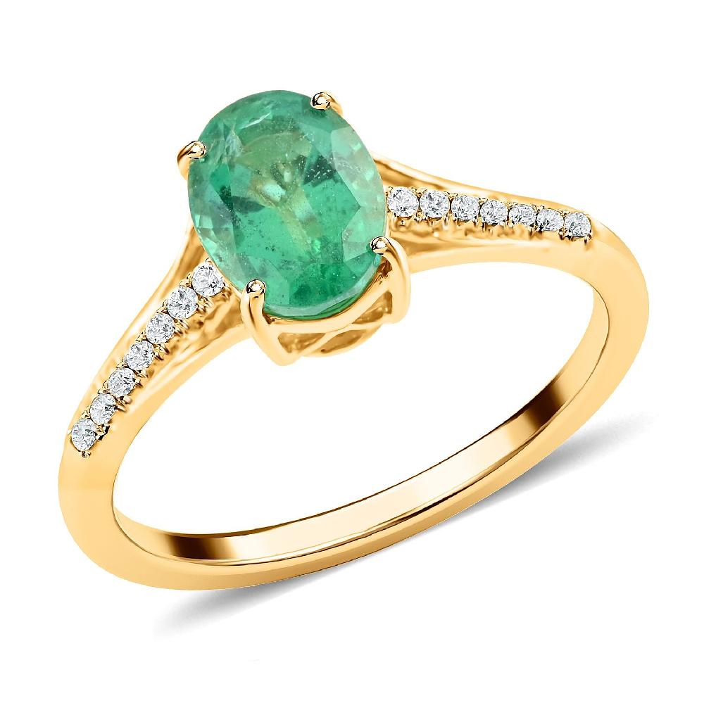 Certified Iliana 18K Yellow Gold AAA Kagem Zambian Emerald and G-H SI Diamond Ring 1.25 ctw