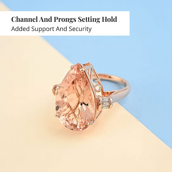 Certified Iliana AAA Marropino Morganite And G-H SI Diamond 11.85 Ctw Ring In 18K Rose Gold 5.95 Grams