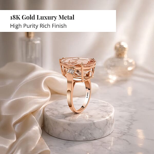 Certified Iliana AAA Marropino Morganite And G-H SI Diamond 11.85 Ctw Ring In 18K Rose Gold 5.95 Grams