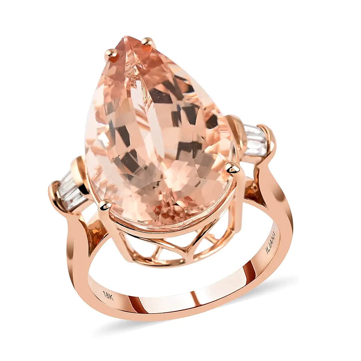 Certified Iliana AAA Marropino Morganite and G-H SI Diamond 11.85 ctw Ring in 18K Rose Gold 5.95 Grams