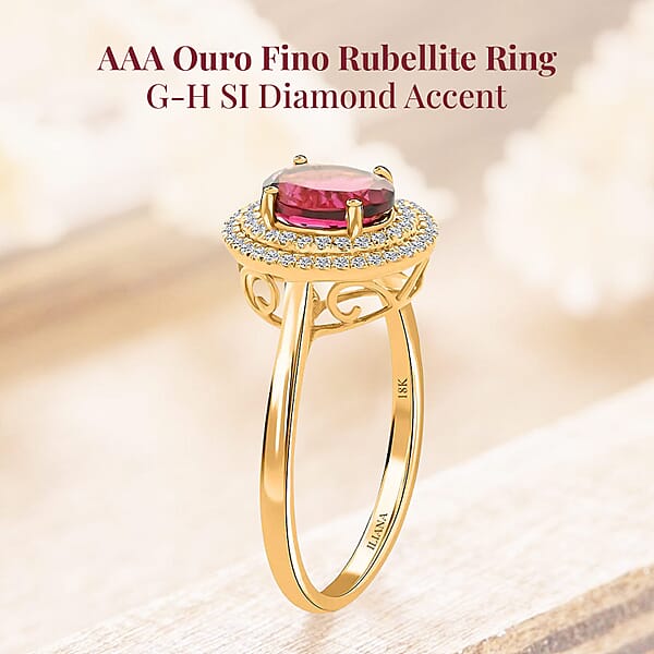 Certified Iliana AAA Ouro Fino Rubellite Diamond Ring In 18K Yellow Gold 1.70 Ctw
