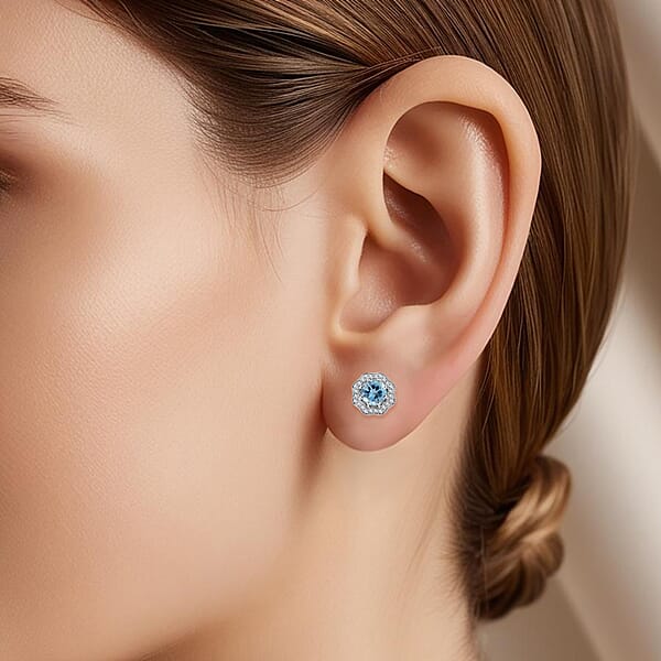 Certified Iliana AAA Santa Maria Aquamarine Diamond Earrings In 18K White Gold 1.60 Ctw