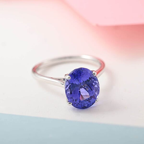 Certified Iliana AAA Tanzanite Solitaire Ring In 18K White Gold 2.75 Ctw