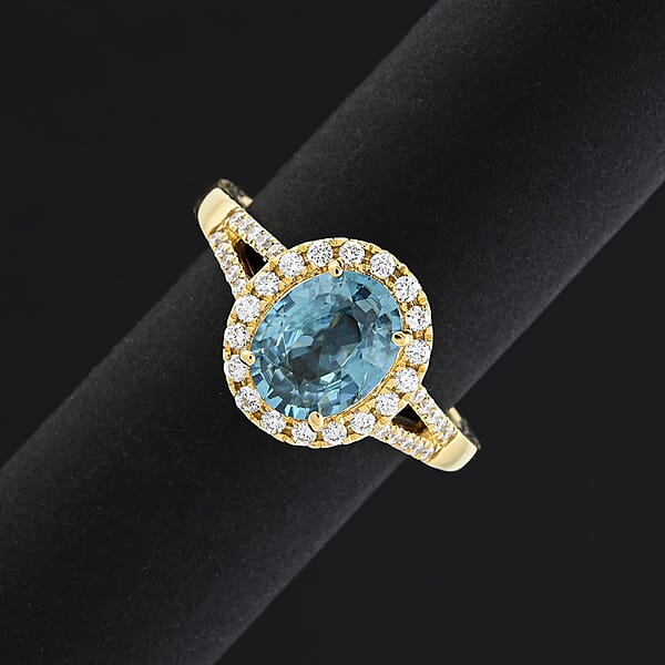 Certified Iliana AAAA Cambodian Blue Zircon Diamond Ring In 18K Yellow Gold 3.05 Ctw
