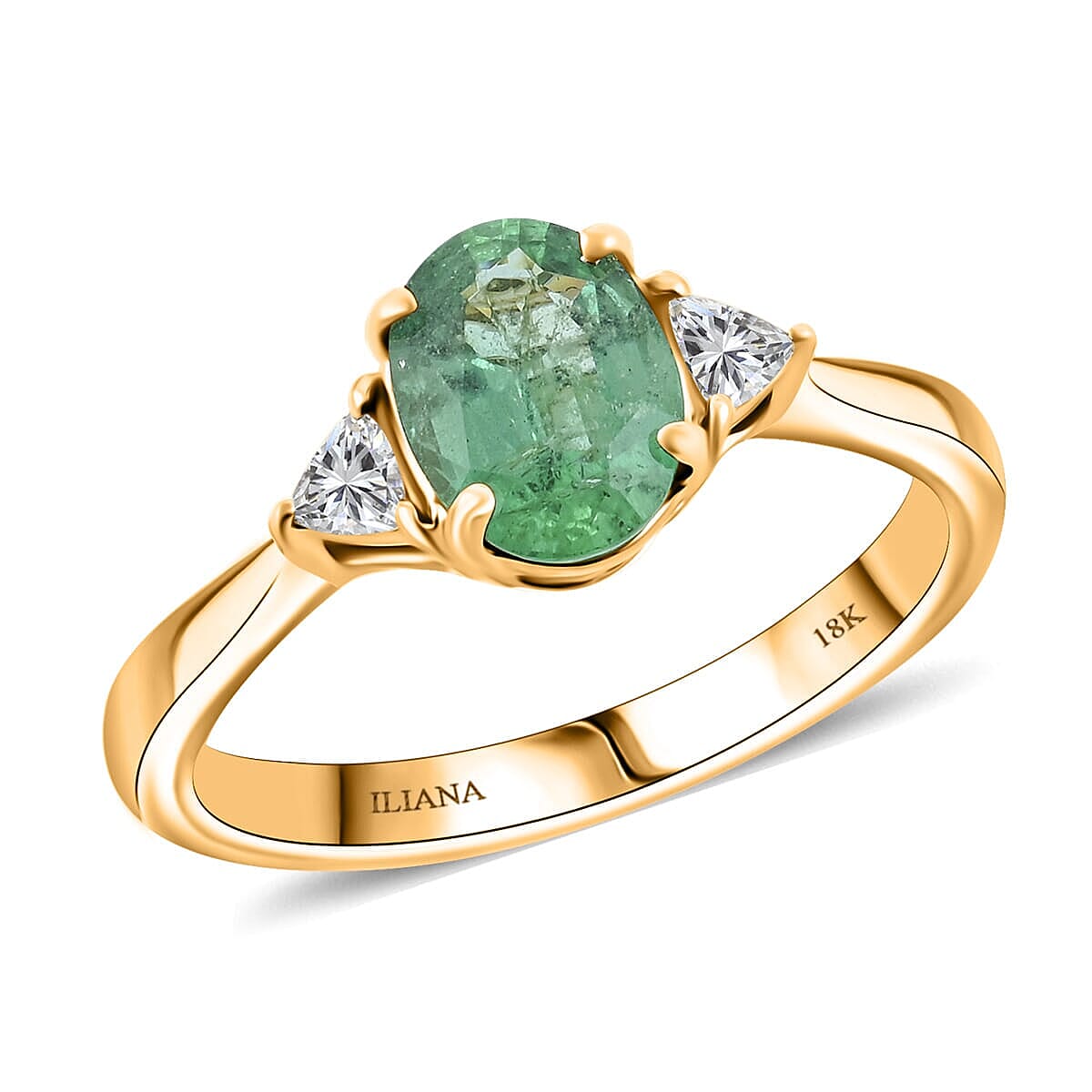 Certified Iliana AAAA Kagem Zambian Emerald Diamond Ring in 18K Yellow Gold 1.40 ctw