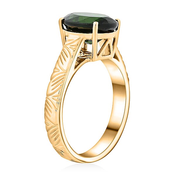 Certified Luxoro AAA Chrome Diopside Solitaire Ring In 10K Yellow Gold 2.65 Ctw