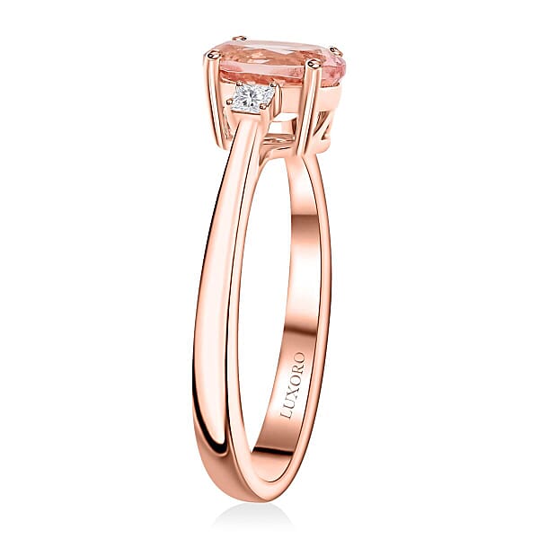 Certified Luxoro AAA Pink Morganite Diamond Ring In 10K Rose Gold 1.35 Ctw