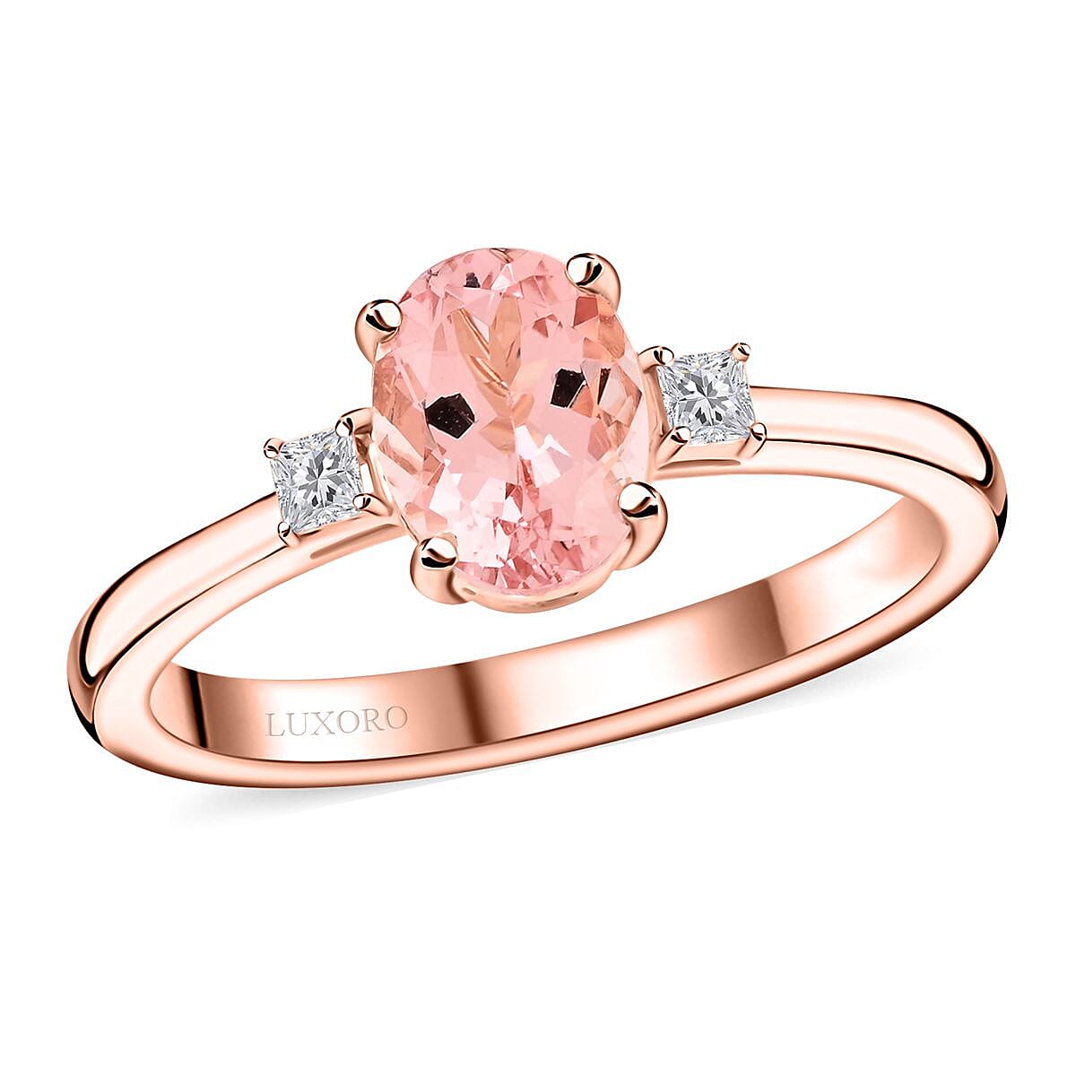Certified Luxoro AAA Pink Morganite Diamond Ring in 10K Rose Gold 1.35 ctw