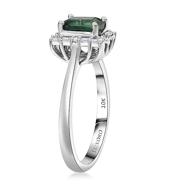Certified Luxoro AAA Pirineu Lagoon Tourmaline Diamond Ring In 10K White Gold 1.22 Ctw