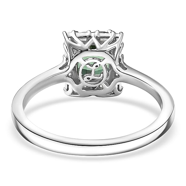 Certified Luxoro AAA Pirineu Lagoon Tourmaline Diamond Ring In 10K White Gold 1.22 Ctw