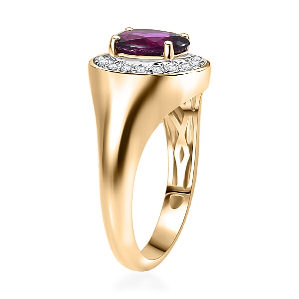 Certified Luxoro AAA Radiant Ember Garnet Diamond Men's Ring In 10K Yellow Gold 2.49 Ctw