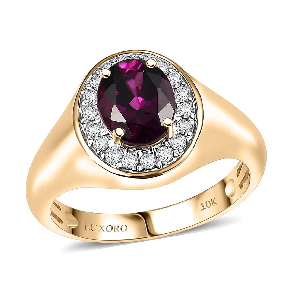 Certified Luxoro AAA Radiant Ember Garnet Diamond Men's Ring in 10K Yellow Gold 2.49 ctw