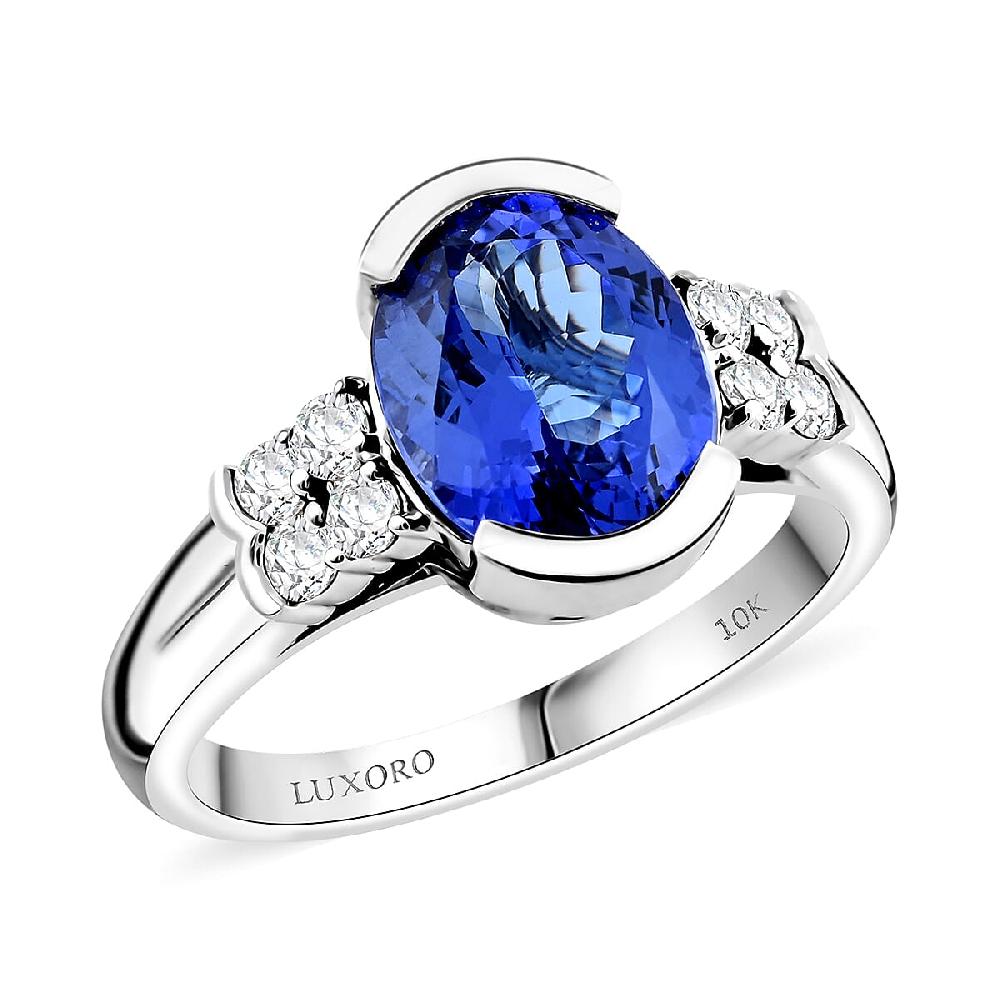 Certified Luxoro AAA Tanzanite Diamond Ring in 10K White Gold 3.00 ctw