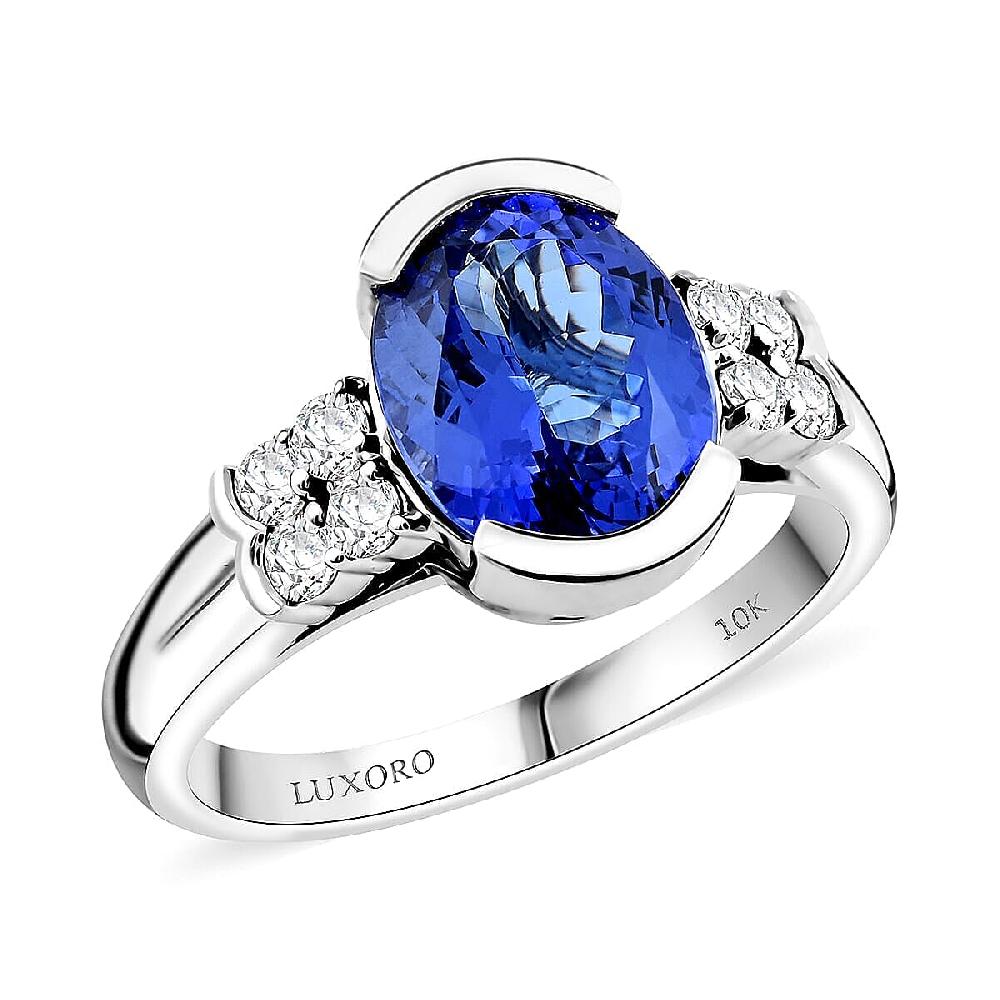 Certified Luxoro AAA Tanzanite Diamond Ring in 10K White Gold 3.00 ctw