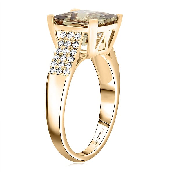 Certified Luxoro AAA Turkizite Diamond Ring In 10K Yellow Gold 4.36 Ctw