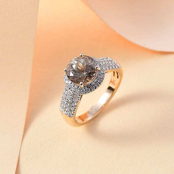 Certified Luxoro AAA Turkizite Diamond Ring In 10K Yellow Gold 3.00 Ctw