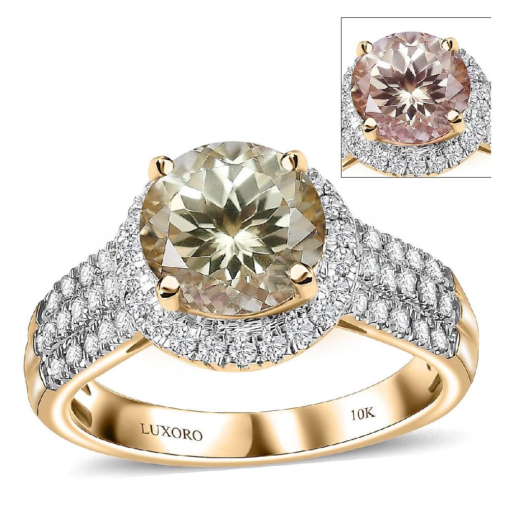 Certified Luxoro AAA Turkizite Diamond Ring in 10K Yellow Gold 3.00 ctw