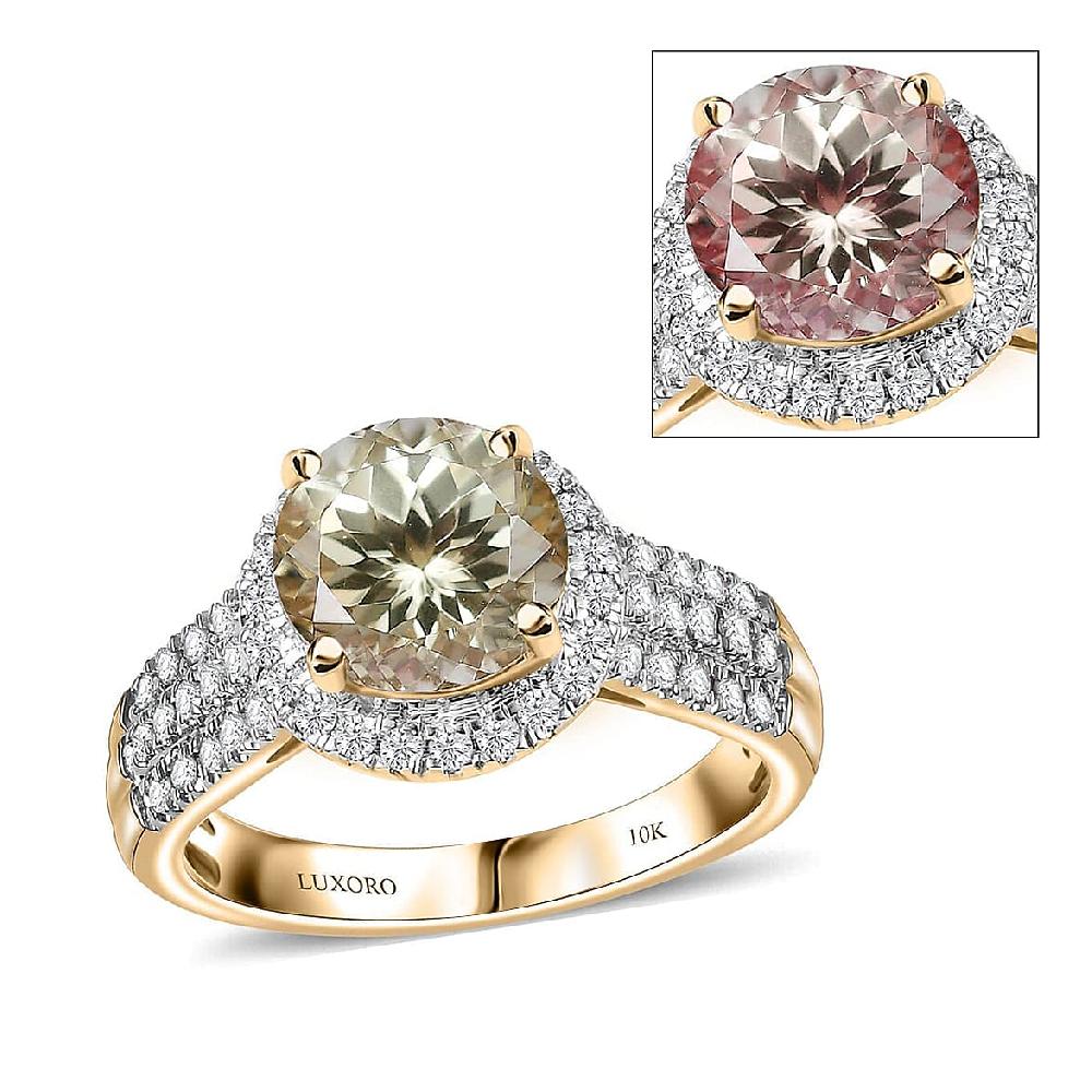 Certified Luxoro AAA Turkizite Diamond Ring in 10K Yellow Gold 3.00 ctw