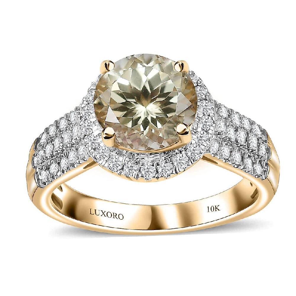 Certified Luxoro AAA Turkizite Diamond Ring in 10K Yellow Gold 3.00 ctw