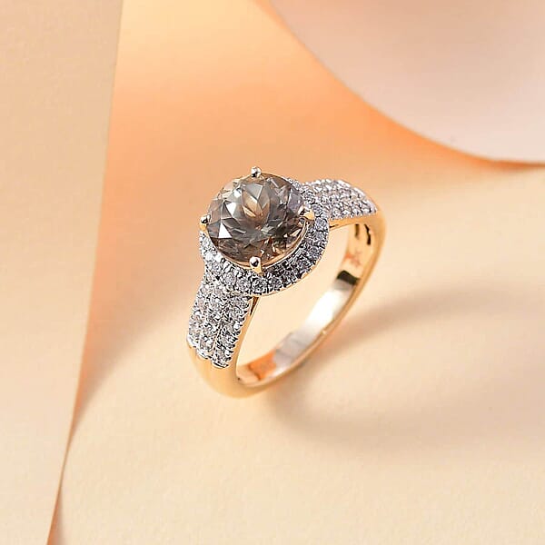 Certified Luxoro AAA Turkizite Diamond Ring In 10K Yellow Gold 3.00 Ctw