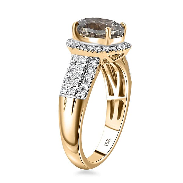 Certified Luxoro AAA Turkizite Diamond Ring In 10K Yellow Gold 3.00 Ctw