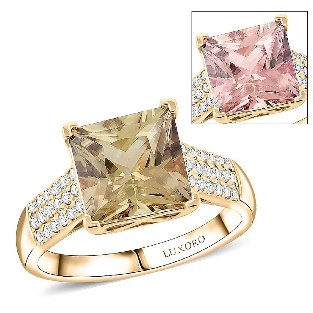 Certified Luxoro AAA Turkizite Diamond Ring in 10K Yellow Gold 4.36 ctw