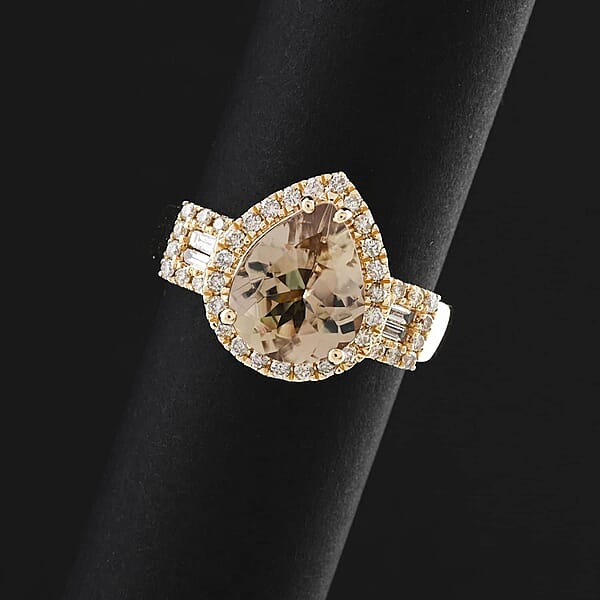 Certified Luxoro AAA Turkizite Diamond Ring In 14K Yellow Gold 3.15 Ctw