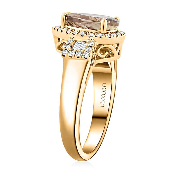 Certified Luxoro AAA Turkizite Diamond Ring In 14K Yellow Gold 3.15 Ctw