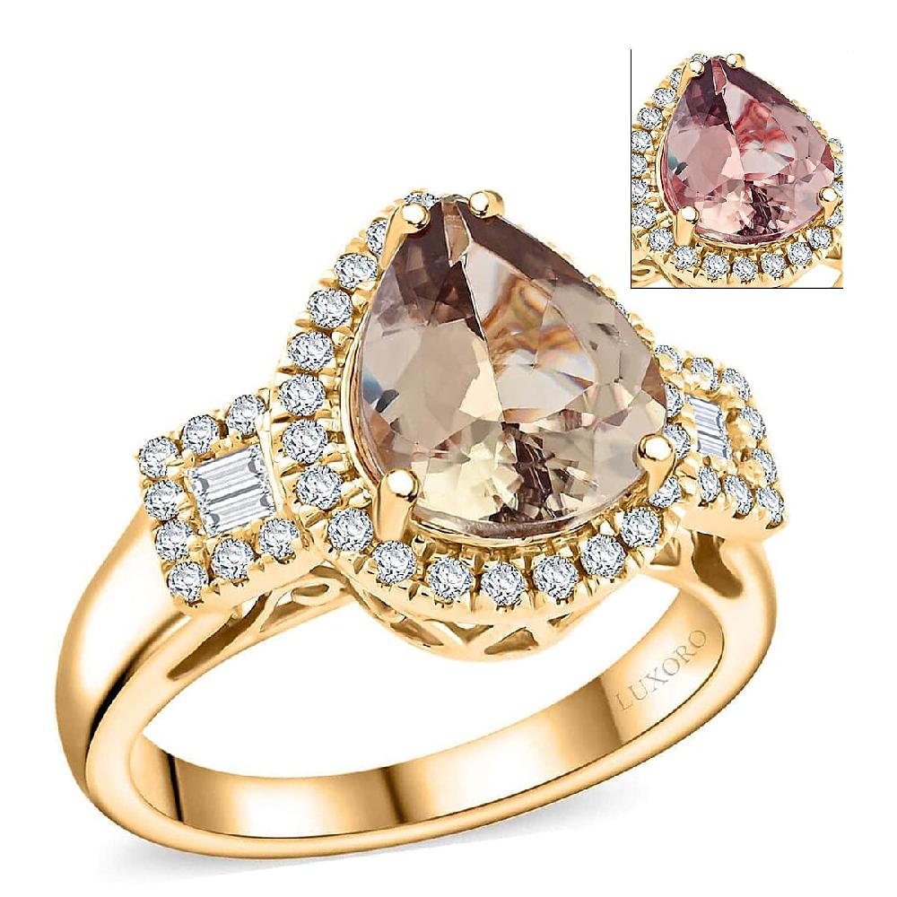 Certified Luxoro AAA Turkizite Diamond Ring in 14K Yellow Gold 3.15 ctw
