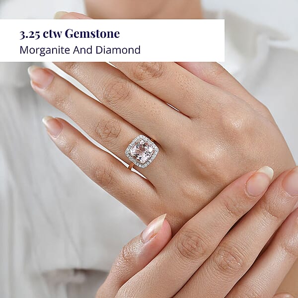 Certified Luxoro Palmeiras Pink Morganite Diamond Ring In 10K Rose Gold 3.25 Ctw