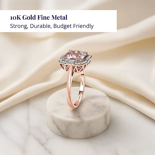 Certified Luxoro Palmeiras Pink Morganite Diamond Ring In 10K Rose Gold 3.25 Ctw