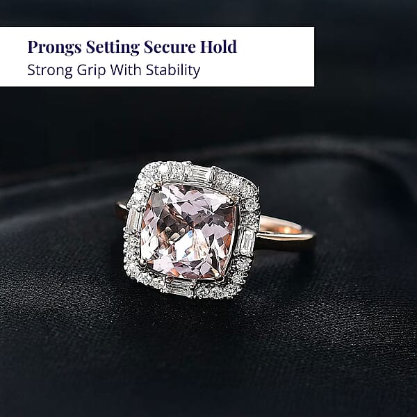 Certified Luxoro Palmeiras Pink Morganite Diamond Ring In 10K Rose Gold 3.25 Ctw