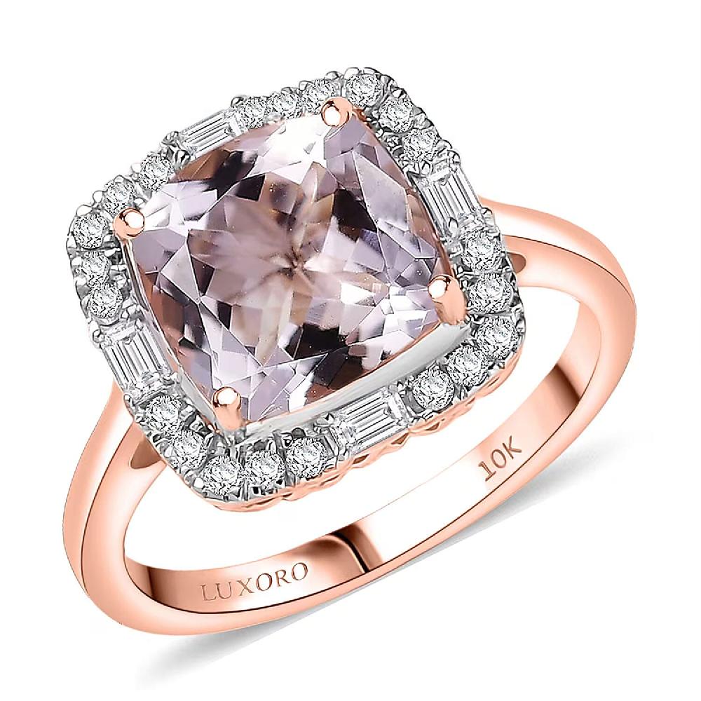 Certified Luxoro Palmeiras Pink Morganite Diamond Ring in 10K Rose Gold 3.25 ctw