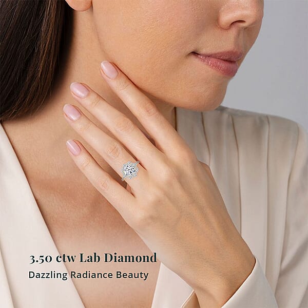 Certified Luxuriant Lab Grown Diamond Ring In 14K Yellow Gold 3.50 Ctw