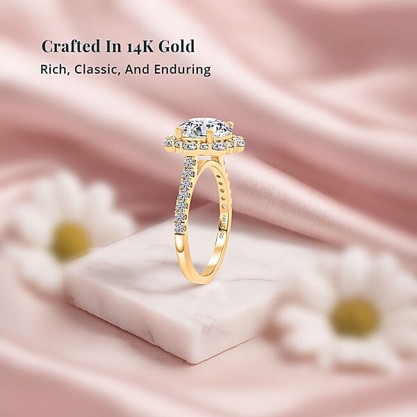 Certified Luxuriant Lab Grown Diamond Ring In 14K Yellow Gold 3.50 Ctw